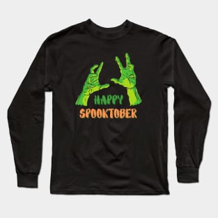 Halloween Spooky Funny T-shirt Scary Zombie Hands Halloween Gift Idea Happy Halloween Long Sleeve T-Shirt